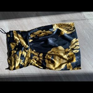 Black and Gold Satin Strapless Dress